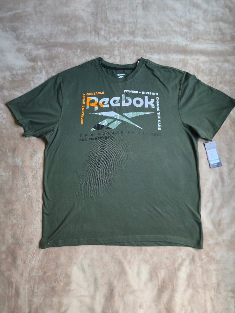 NWT Reebok Fitness Division Graphic T-Shirt Swiss Army Green Men's XL REM203TE06